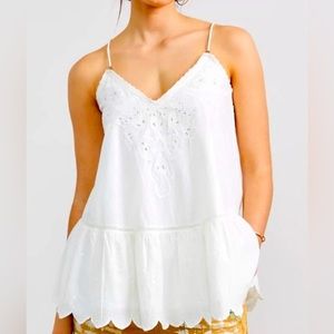 Anthropologie white eyelet cami tank top sz 2